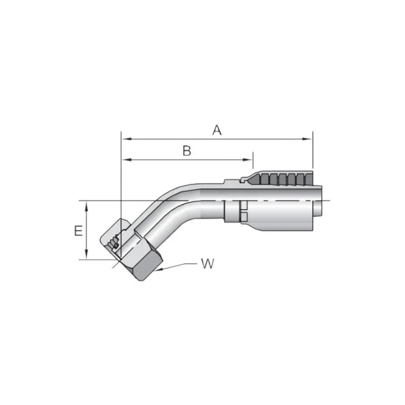 43 Series-Female Swivel Metric Hose Fitting 45° Elbow