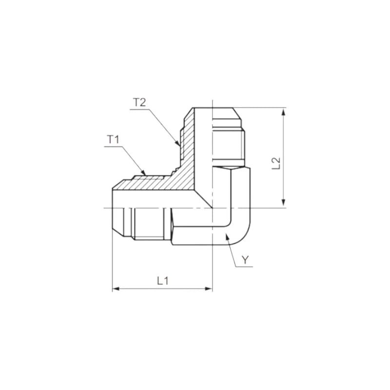 JIC 90° Elbow Adapter Side View