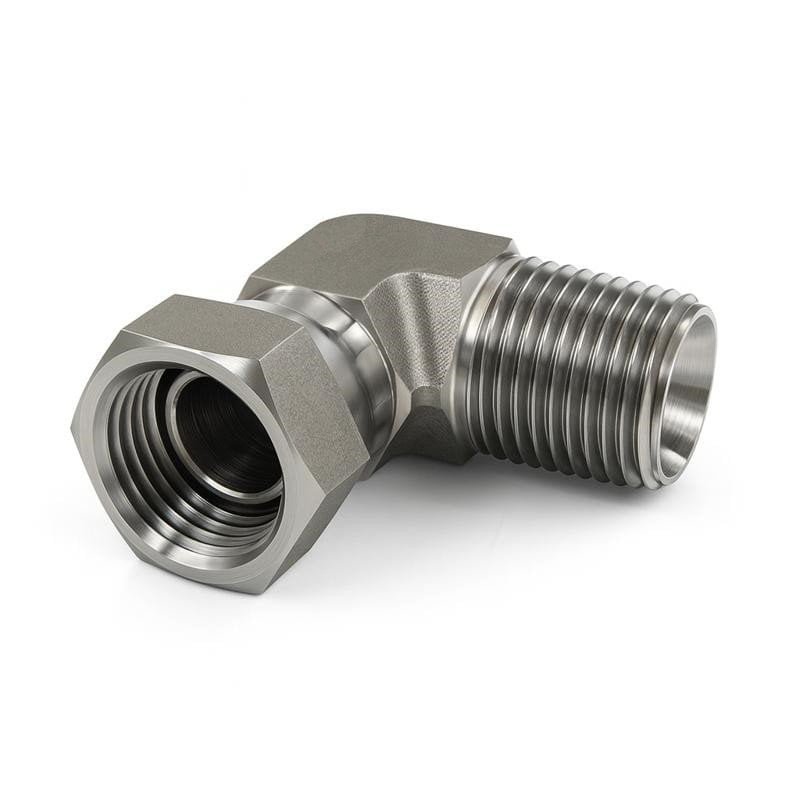 Stainless NPT Male to NPT Female Swivel Adapter 90° Elbow
