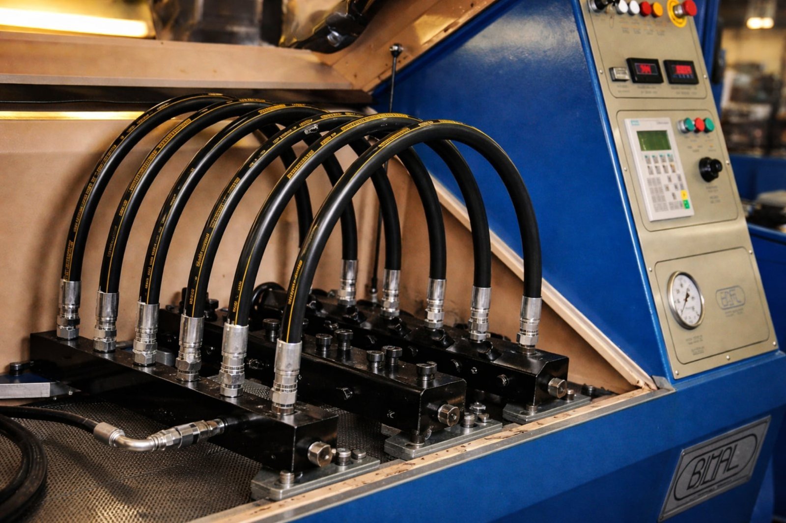 Pressure and leak testing equipment for hydraulic fittings