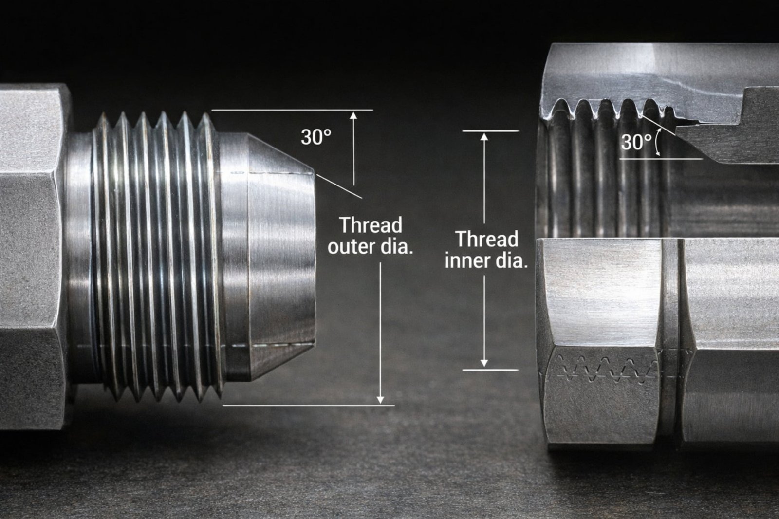 JIS hydraulic fitting 30 degree flare