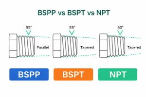 NPT vs BSPT vs BSPP thread comparison hydraulic fittings