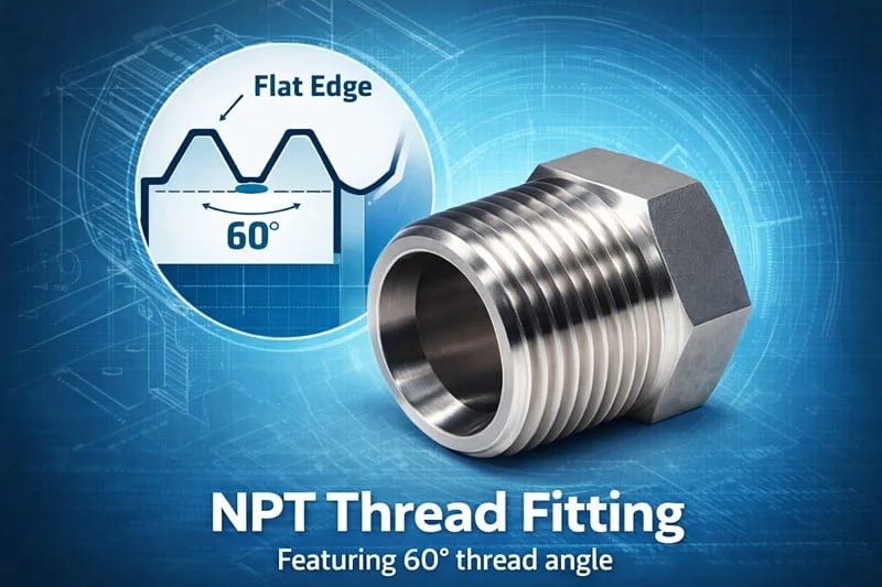 NPT pipe thread tapered fitting stainless steel